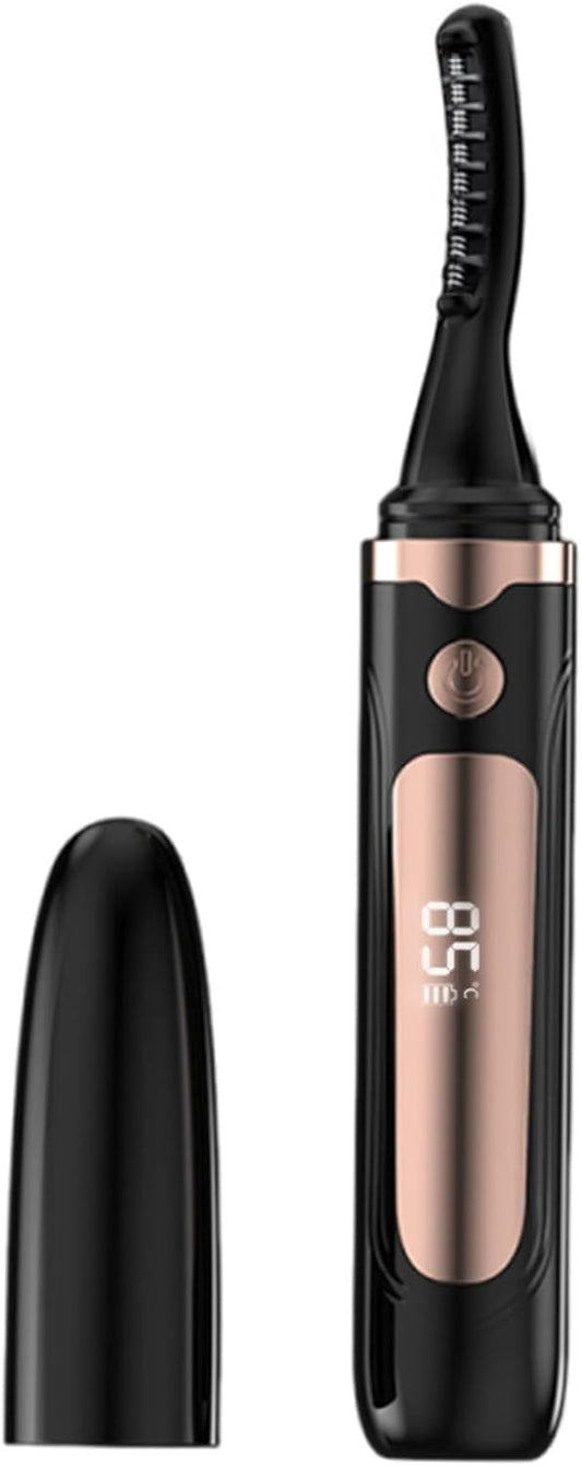 Heated Eyelash Curler, Rechargeable Electric Lash Curler with 10s Quick Heat, 4 Temp Settings 65°C-95°C, Long-Lasting 24H Curl, Safe Heated Lash Curler for Women, Girls & Daily Makeup (Black)