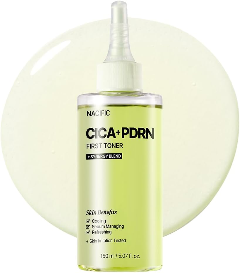 NACIFIC CICA PDRN First Toner 5.07 fl oz 150ml – Centella Asiatica & PDRN for Sensitive Skin, Cooling Spot Toner, Balancing & Soothing Korean Skincare
