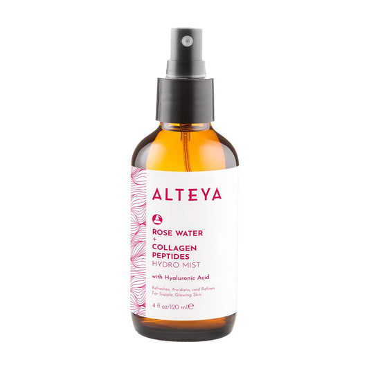Alteya Organics Rose Water Face Toner – With Collagen Peptides & Hyaluronic Acid – Hydrating Facial Mist for Anti-Aging, Firming & Radiant Skin – 4 Fl Oz / 120mL