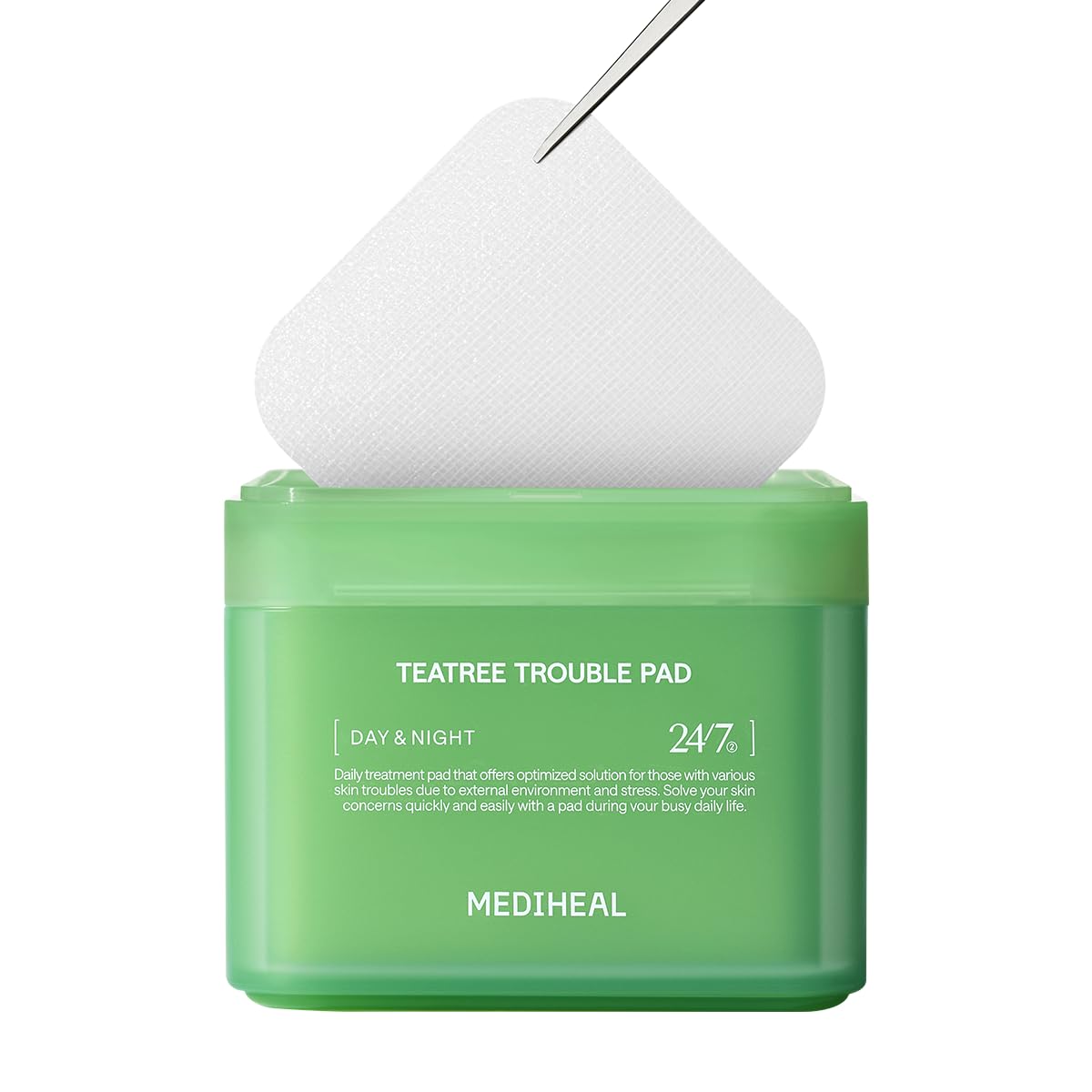 MEDIHEAL Teatree Trouble Facial Toner Pads with Tea Tree & Lactobacillus - Calming & Soothing for Sensitive & Acne Prone Skin - Vegan Face Gauze, 100 Pads