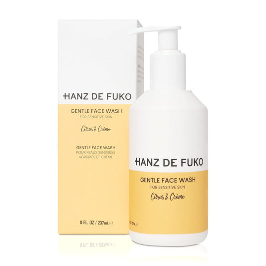 Hanz de Fuko Gentle Face Wash for Men & Women – Citrus & Creme Premium Facial Cleanser, Great for Sensitive Skin – Hypoallergenic Formula with Aloe Vera, Clove, Acai – Sulfate and Paraben Free – 8 oz.