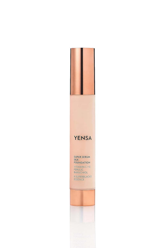 YENSA Serum Foundation Makeup - Super Silk Full Coverage Foundation Enriched with Peptides, Vitamin C & Ferulic Acid to Help Reduce Fine Lines, Wrinkles & Dark Circles - Light 1 (1 oz)
