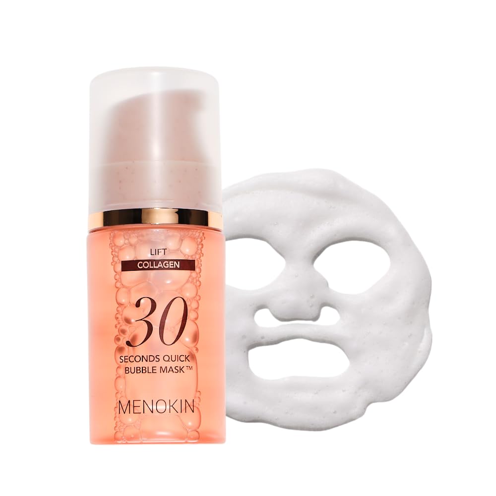 MENOKIN 30 Seconds Quick Bubble Mask [LIFT] - [Collagen] & Niacinamide in Micro-bubbles for Anti Aging, Boost Elasticity, Fine Lines, Korean Glass Skin Care Essential, 50 Uses, 2.36 fl.oz