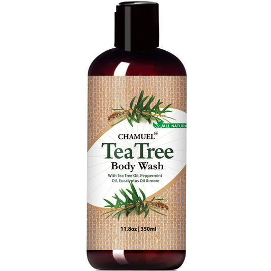 Chamuel Tea Tree Body Wash - Made With Natural Ingredients To Fights Itchy Skin, Body Odor, Athlete's Foot, Jock Itch & Toenails Issues - Organic Scented - Men & Women (11.8oz)