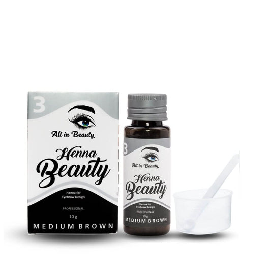 All in Beauty Henna for Brow Coloring and Tinting, Made from Natural and Harmless Ingredients, Tint your Brows, Long Lasting and Waterproof (Medium Brown)