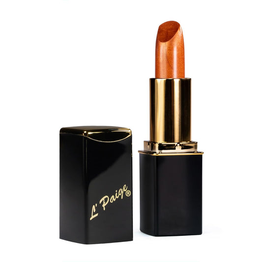 L'Paige L05 - FROSTED COPPER Designer Lipstick | Aloe Vera-Based, Long-Lasting, Moisturizing | Orange-Brown with Frosted Metallic Shimmer Finish