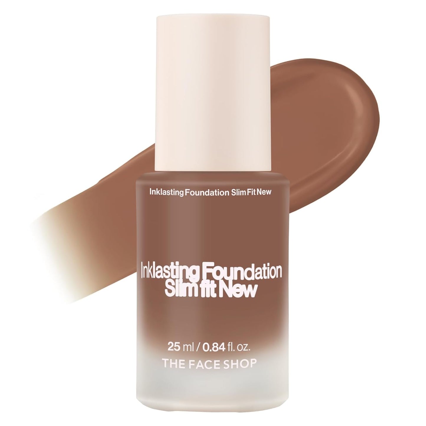 THE FACE SHOP Ink Lasting Liquid Foundation, Full Coverage, 72‑Hour Wear Semi‑Matte Finish, Makeup with Bakuchiol, N610 Pecan, 0.84 Fl. Oz.