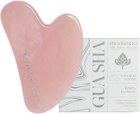 Phra Rei&Ki] Gua Sha Facial Tools, Customed Natural Jade Stone, Gua Sha Tool for Face, Manual Massage Tool for Jawline Sculpting, Puffiness Reducing and Face Lifting, Massager for Skin-Care