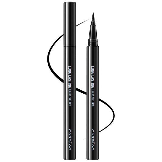 CARSLAN Liquid Eyeliner, Black Eyeliner Liquid Liner, 12H Longlasting Eyeliners, Waterproof & Smudgeproof High Pigmented Eyeliners for Eye Makeup, Black, 2count