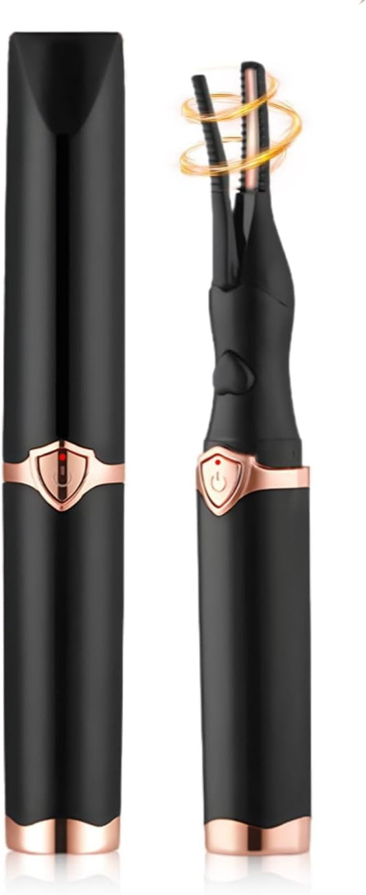 Electric Eyelash Curlers, Upgrade Heated Eyelash Curler with USB Charging, Portable Eyelash Styling Tool for Natural Look, Black Eyelash Curler for Women (Black)