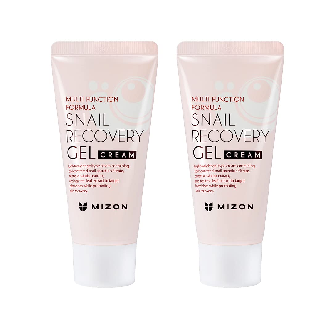 MIZON Set of Two Snail Recovery Gel Cream Snail Mucin for Fine Lines Skin Elasticity Moisture Fragrance-Free Korean Skincare(45ml 1.52 fl.oz -Pack of 2)