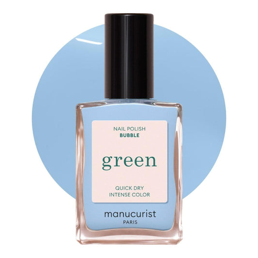 Manucurist Green Nail Polish Bubble - Blue Pastel - 9-Free, Plant-Based and Vegan - Manicure - Made in France - 0.5 fl oz