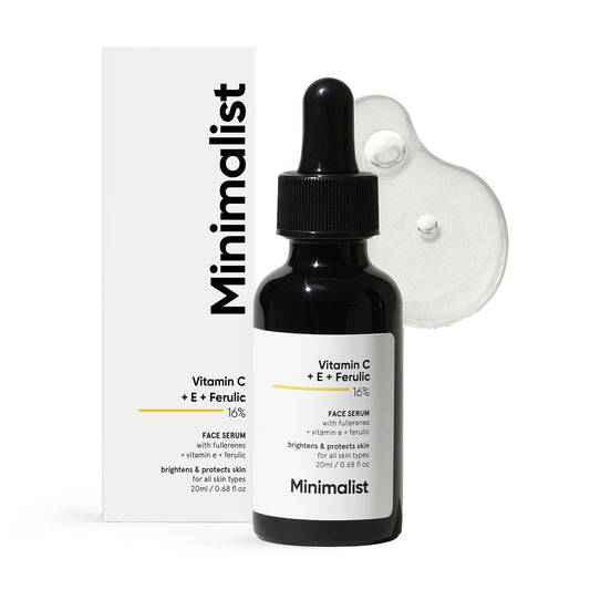 Minimalist 16% Vitamin C Serum with Antioxidants for Anti Aging & Glow | Reduces Skin Damage & Redness to Brighten Dull Complexion | For All Skin Types | For Women & Men | 0.68 Fl Oz / 20 ml