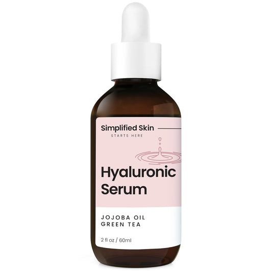 Simplified Skin Hyaluronic Acid Face Serum – Hydrating, Plumping & Youthful Skin - Anti-Aging Formula with Vitamin C, Jojoba Oil & Green Tea – 2 Fl Oz