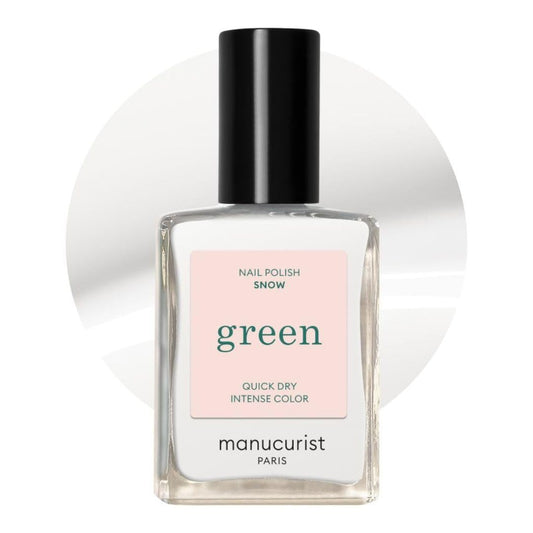 Manucurist - Green Snow Nail Polish - White - 9-Free, Vegan and Plant-Based - Quick Dry Nail Polish Manicure - Made in France - 0.5 fl oz