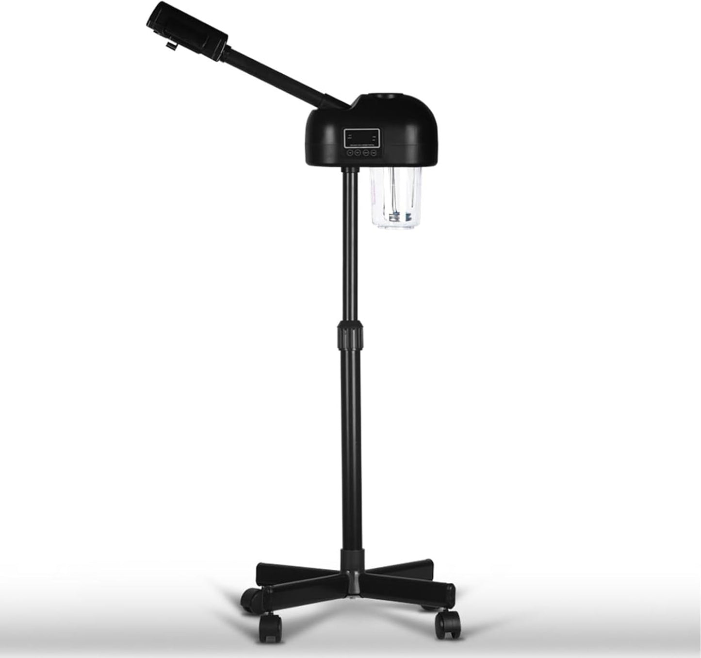 Stand Professional Ozone Facial Steamer with Digital Display, Adjustable Height & Rolling Base, Timer Function, 360° Rotatable Nozzle, Hot Mist Function, Use for Home, Salon SPA (Black)
