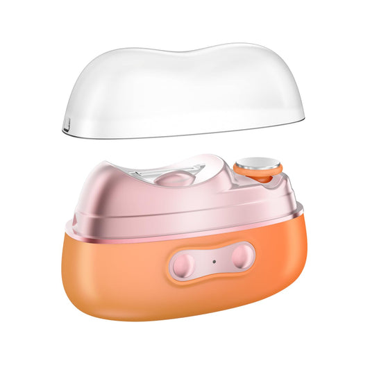 4 in 1 Automatic Electric Nail Clipper & Polisher with Built-in Storage, LED Light, 2 Speeds – Toenail Trimmer for Baby/Seniors, Ideal Gift for Family and Friends (Orange)