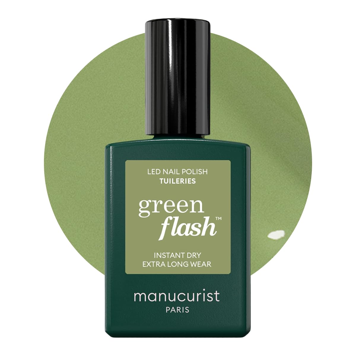 Manucurist Green Flash LED Tuileries Gel Nail Polish - Vegan, 12-Free, Plant-Based Gel Polish - Strengthens and Protects the Nail - Made in France - 0.5 fl oz