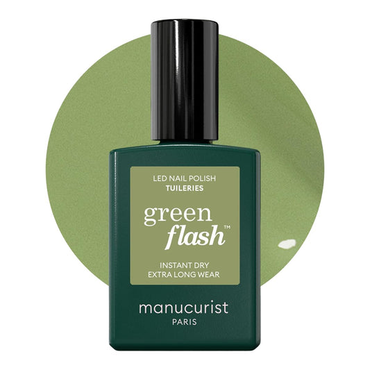 Manucurist Green Flash LED Tuileries Gel Nail Polish - Vegan, 12-Free, Plant-Based Gel Polish - Strengthens and Protects the Nail - Made in France - 0.5 fl oz