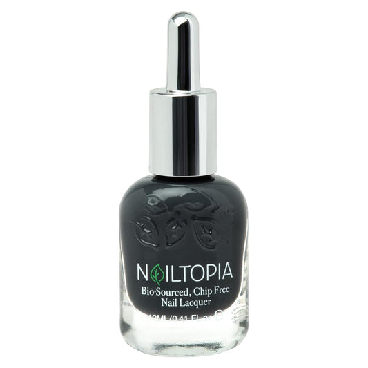 Nailtopia - Plant-Based Chip Free Nail Lacquer - Non Toxic, Bio-Sourced, Long-Lasting, Strengthening Polish - Back to Basics (Dark Grey) - 0.41oz