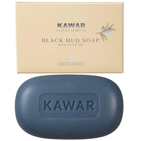 KAWAR Dead Sea Black Mud Soap with Shea Butter & Olive Oil - Relief for Acne, Psoriasis & Eczema - Moisturizing Vegan Bar for Men & Women - For Oily to Normal Skin, 4.2 oz