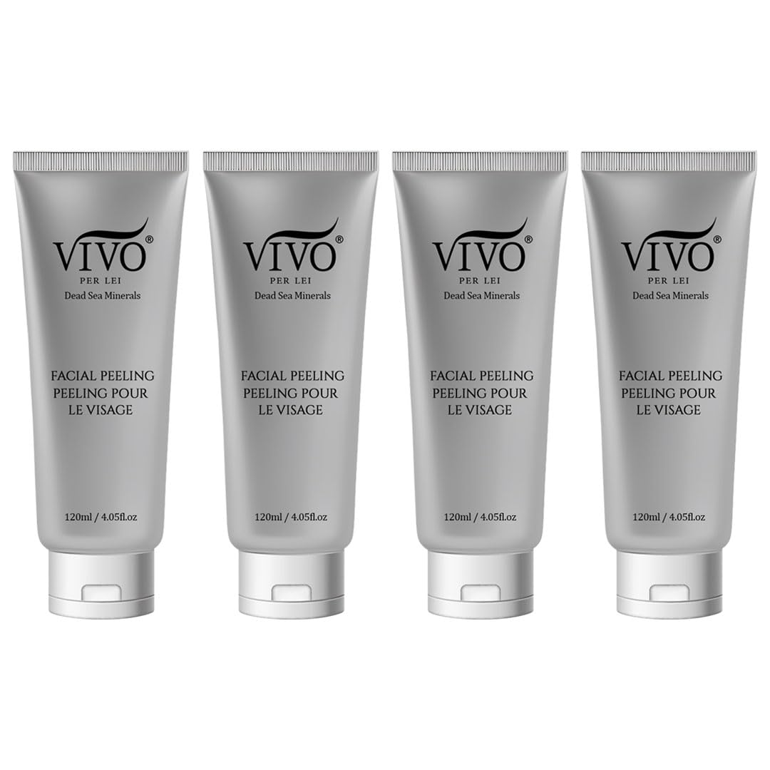 Vivo Per Lei Facial Peeling Gel - Face Peel with Dead Sea Minerals - Gentle Exfoliating Gel for Face - 4.05 Fl Oz - Pack of 4