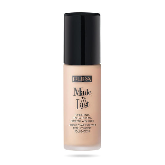 PUPA Milano Made To Last Extreme Staying Power Total Comfort Foundation - Extreme Hold Fluid Foundation - Long Lasting And Weather Resistant - Medium To High Coverage - Light Beige - 1.01 Oz