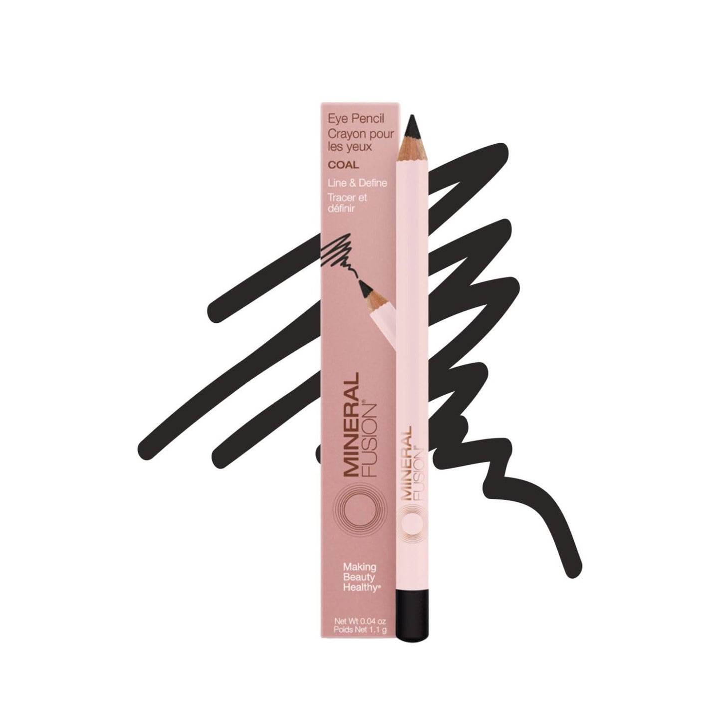 Mineral Fusion Eye Pencil (Black - Coal) - Eyeliner with Soothing Chamomile, Meadowfoam & Vitamin E - Smooth & Long Lasting, Hypoallergenic, Non-Irritating Eye Makeup