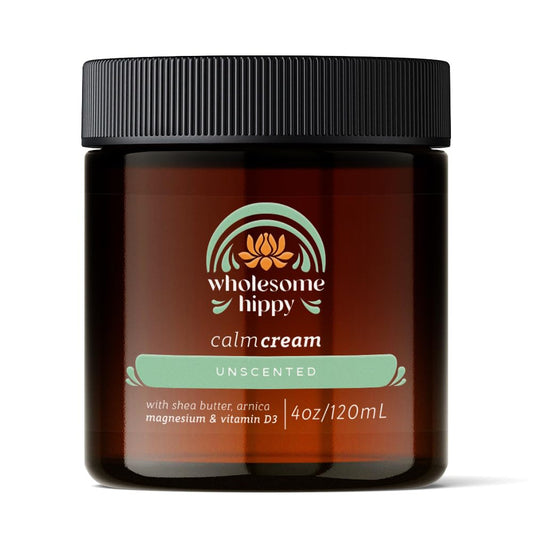 WHOLESOME HIPPY Calm Cream – Unscented Body Butter with Magnesium, Vitamin D3, Shea, Arnica & Turmeric – Vegan Hydrating Moisturizer for Sensitive Skin & Self-Care – 4oz