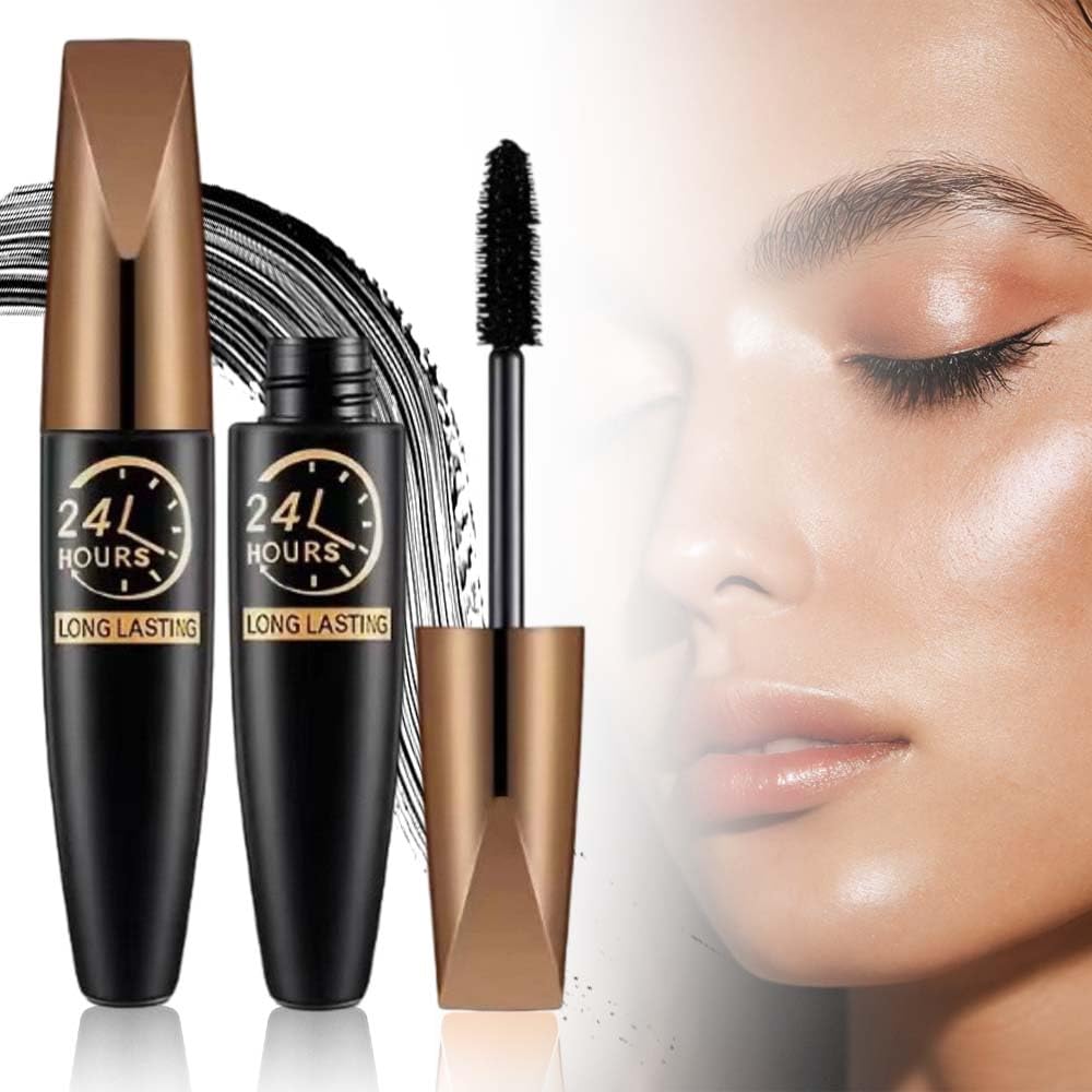 4D Waterproof Silk Fiber Mascara – Long-Lasting, Lengthening & Volumizing, Waterproof & Smudge-Proof, Full, Thick, Exquisitely Defined Lashes All Day (2PC)