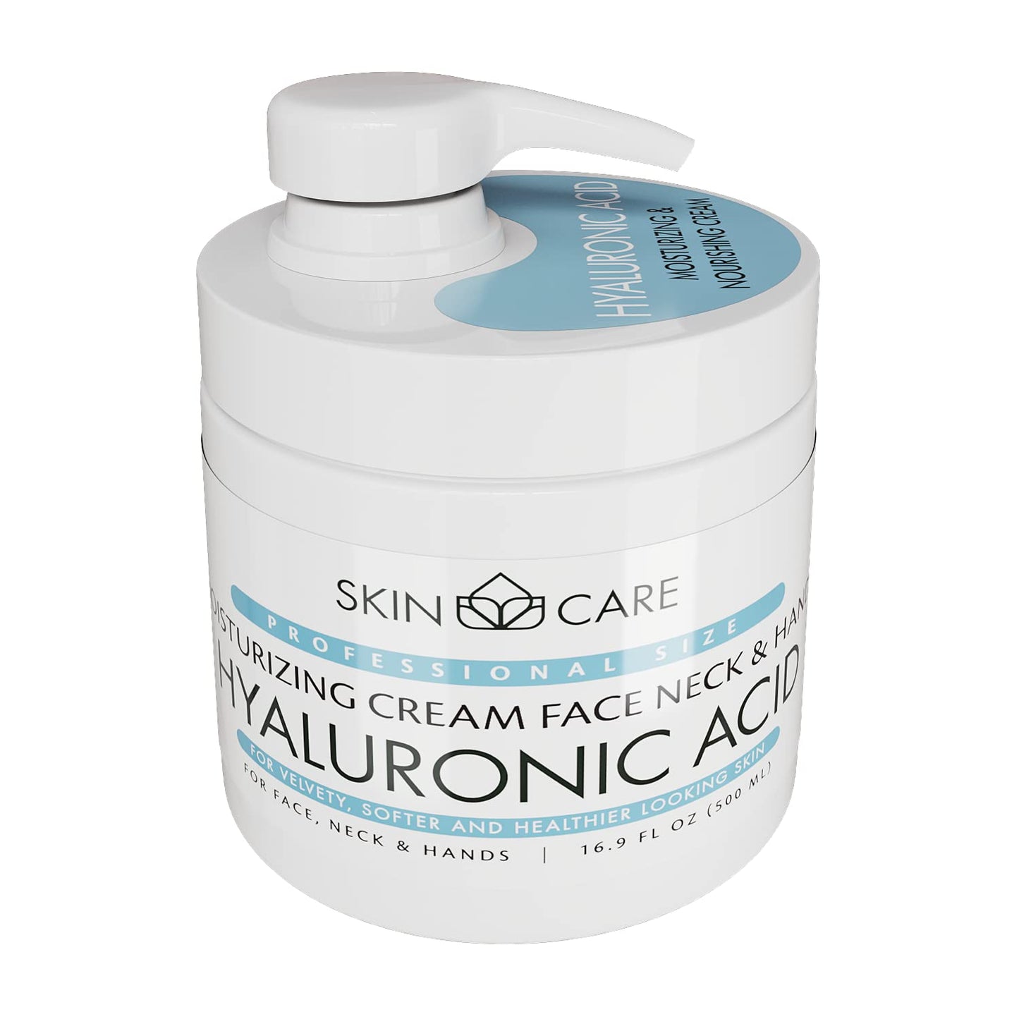 Skin Care Hyaluronic Acid 3-in-1 Moisturizer Face Cream, Neck and Hands - Treatment for Crepey Texture, Wrinkles and Sagging - Daily Lotion for All Skin Types - 16.9 fl. oz.