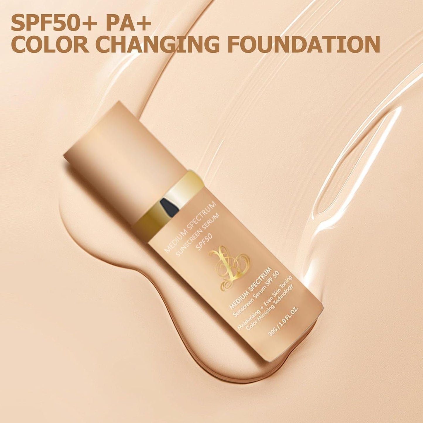 4-in-1 Bionic Foundation, Light Spectrum Mimicking Skin Changed Color, All-purpose sporty party waterproof makeup foundation liquid with SPF 50+