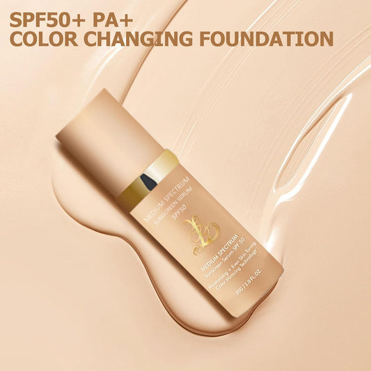4-in-1 Bionic Foundation, Light Spectrum Mimicking Skin Changed Color, All-purpose sporty party waterproof makeup foundation liquid with SPF 50+