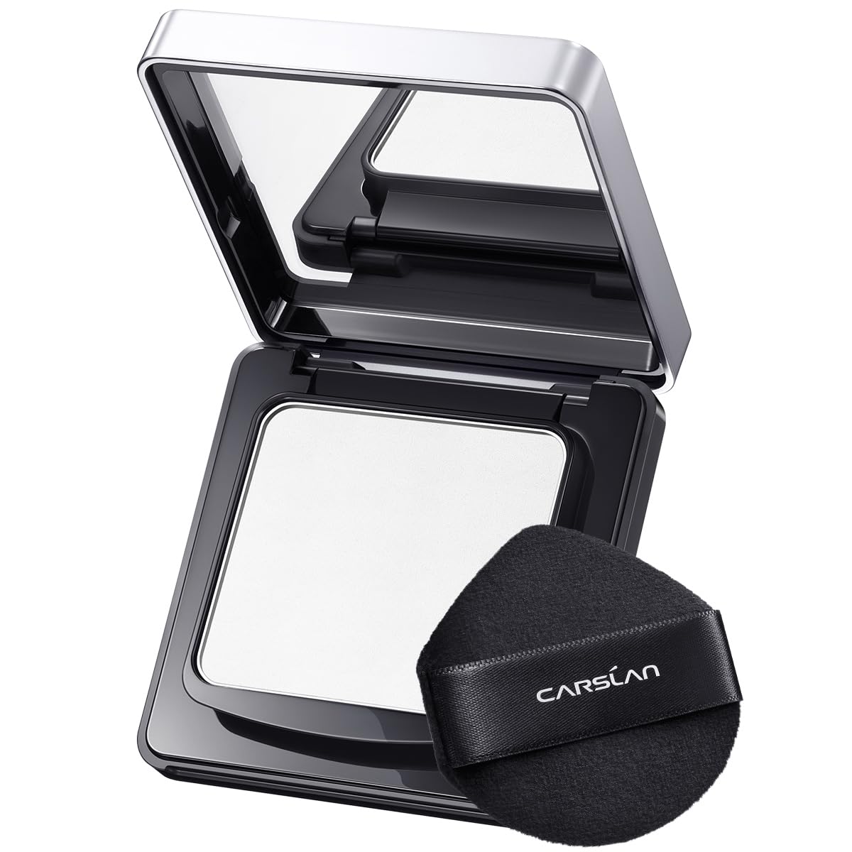 CARSLAN Waterproof Face Pressed Powder Compact, 24H Longlasting Oil Control Pressed Setting Powder Talc-Free Makeup, Shine Free, Poreless, Smooth, 02 for oily skin (0.28Oz)