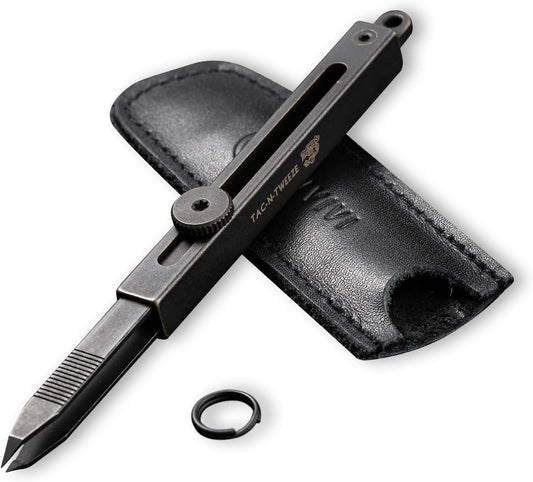CIVIVI Precision Tweezers for Splinters, Retractable Keychain Tweezers for Men Women EDC Carry, Tac-N-Tweeze Tweezers with Leather Sheath Designed By Bob Terzuola C19062B-A