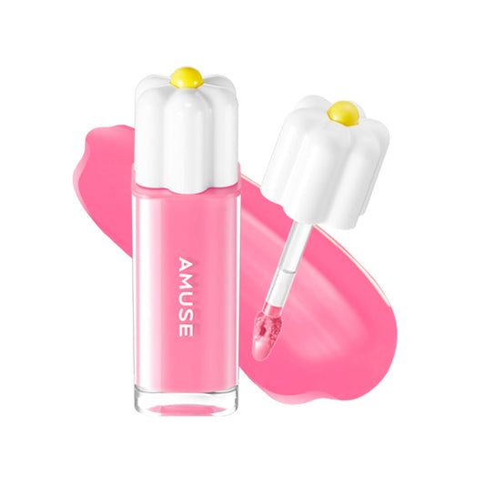 Amuse SEOUL Daisy Flower Dew Tint 05 STRAWBERRY | 35% High-moisture Water Tint, Long-lasting, Vitamin E Acetate, Moisturizing, No Peel Off, Lip Treatment, Non Sticky, Korean Lip Tint for Dry Lips