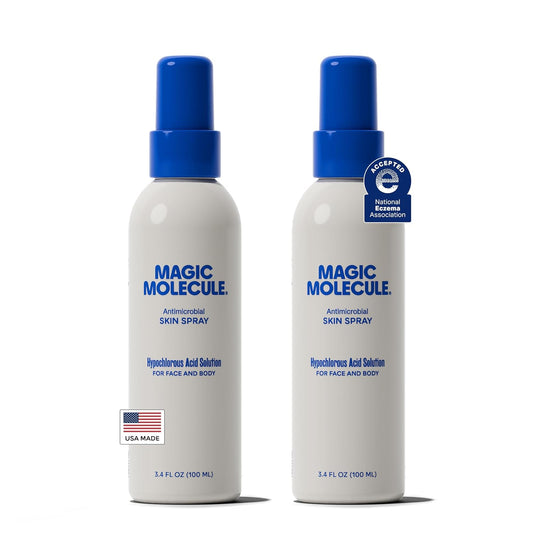 Magic Molecule Skin Cleanser for All Types, Hypochlorous Acid Spray Helps Heal Acne Prone, Eczema and Itchy Rashes and 50 Other Skin Ailments, 3.4 oz Spray (Pack of 2), Travel-Friendly