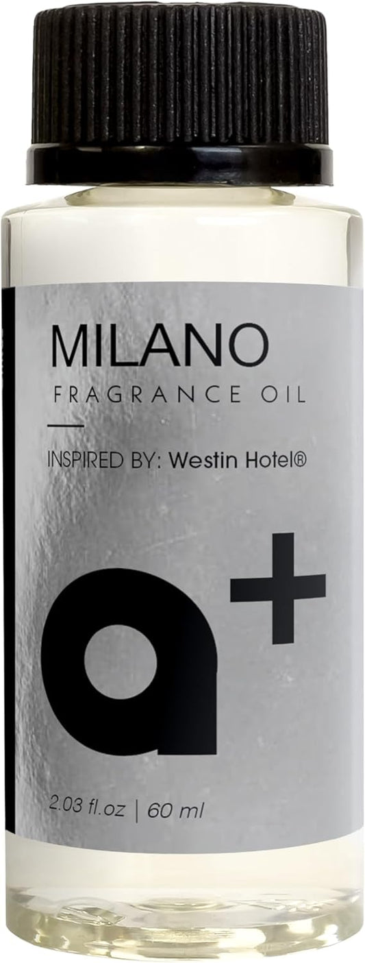Aromar+ Fragrance Oil – Milano-Inspired by Westin – Luxury Hotel Scent Experience with Cashmere, Amber, & Citrus, – for Waterless Diffusers – Long-Lasting Home Scents – 2oz/60mL