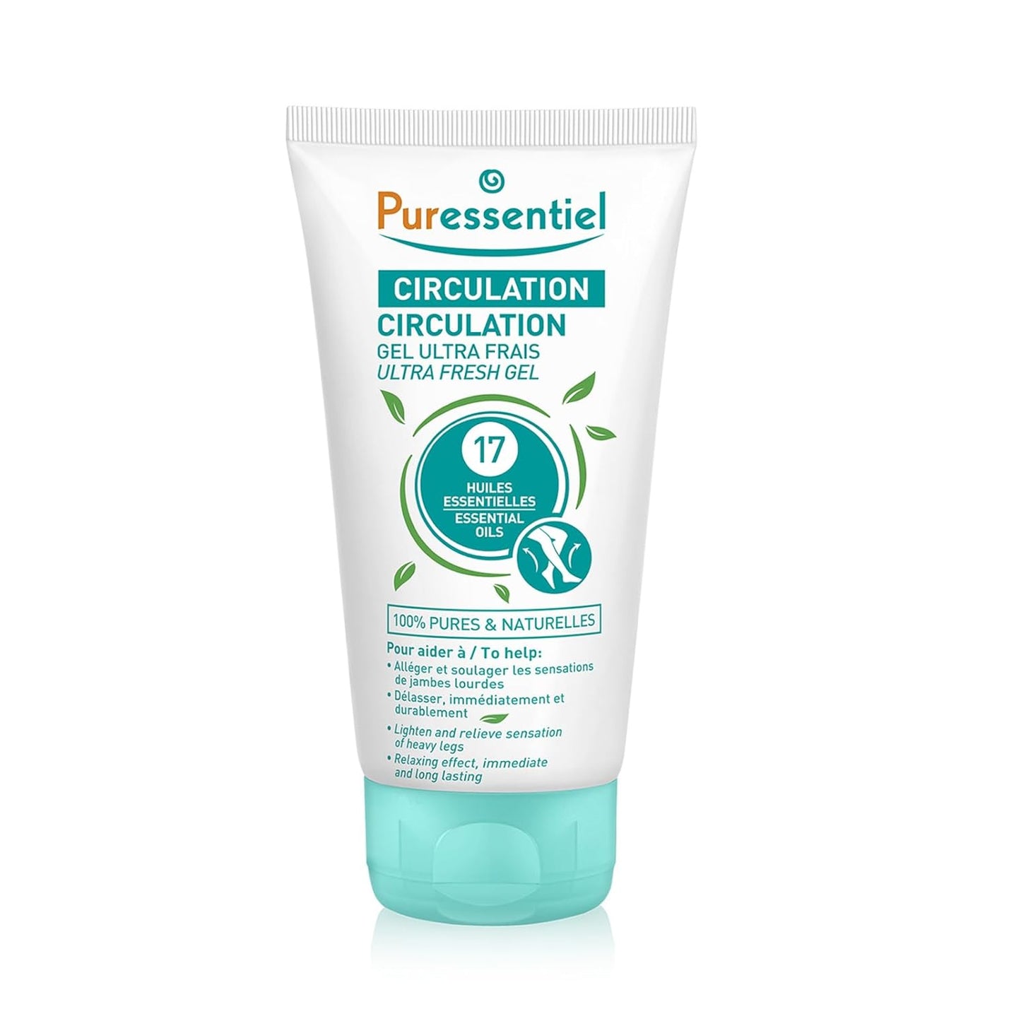 Puressentiel Soothing Gel for Tired Feet, Ankles, Legs - Aromatherapy Lotion with 17 Essential Oils for Body and Skin - Instant, Lasting Relief and Circulation - Natural and Alcohol Free - 4.22 oz