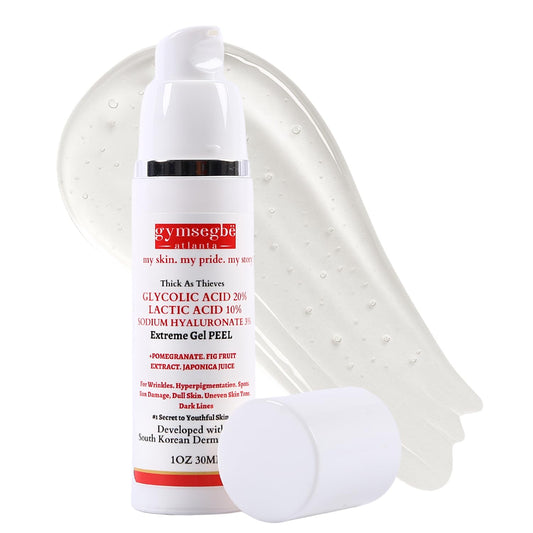 gymsegbë Thick as Thieves Glycolic + Lactic Peel 20%/10% AHA with 3% Hyaluronic — Professional Resurfacing Exfoliant for Texture, Pores & Dark Spots, Fragrance-Free, Sensitive-Skin Aligned (30ml)