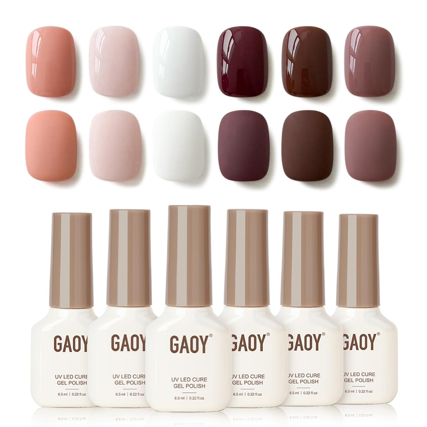 GAOY Mauve Gel Nail Polish Set, Brown Red Neutral Pink, Nude Shades, Need Lamp Cure, Nail Art Manicure