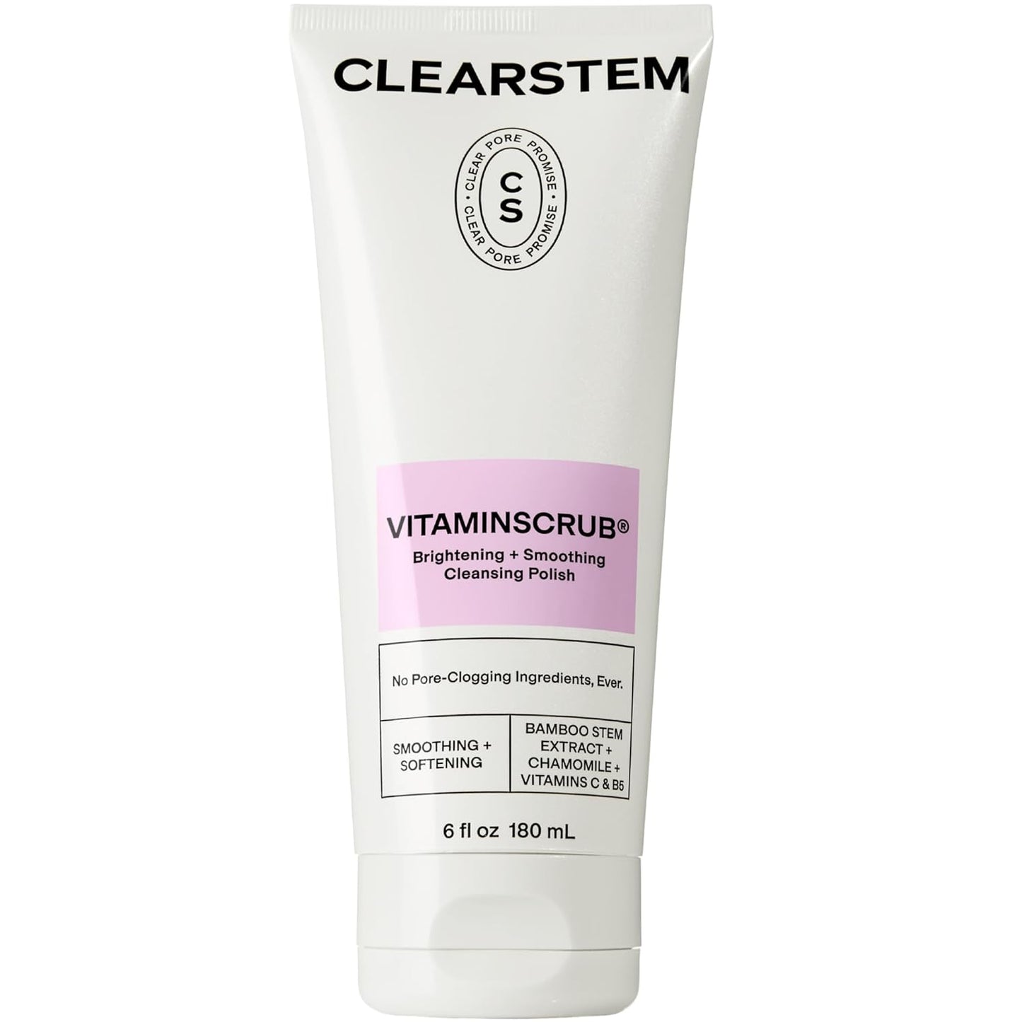 CLEARSTEM - VITAMINSCRUB - Antioxidant-Infused Scrub Cleanser - Exfoliating Face Wash + Body Scrub - Vitamin C, Hemp, Bamboo - Skin Care Products - Gluten Free, Cruelty Free - 6 fl oz / 180ml