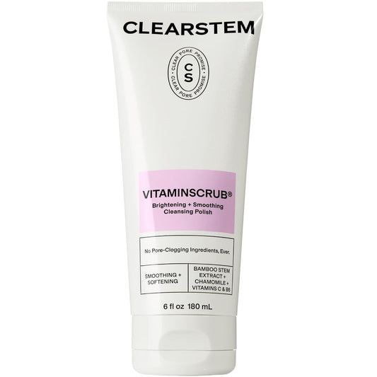 CLEARSTEM - VITAMINSCRUB - Antioxidant-Infused Scrub Cleanser - Exfoliating Face Wash + Body Scrub - Vitamin C, Hemp, Bamboo - Skin Care Products - Gluten Free, Cruelty Free - 6 fl oz / 180ml