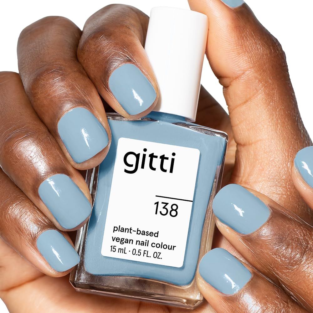 gitti Plant-based Nail Polish I Non-Toxic, 30-Free, Based On Natural Origin Ingredients, Cruelty-Free, Vegan, High Performance Colors, Glossy Finish, Shade no. 138 Denim Blue (0.5 fl oz)