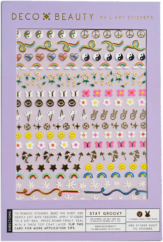 Deco Beauty Stay Groovy Nail Stickers - Trendy, Long-Lasting Nail Art Decals – Easy DIY Application for Salon-Quality Manicures