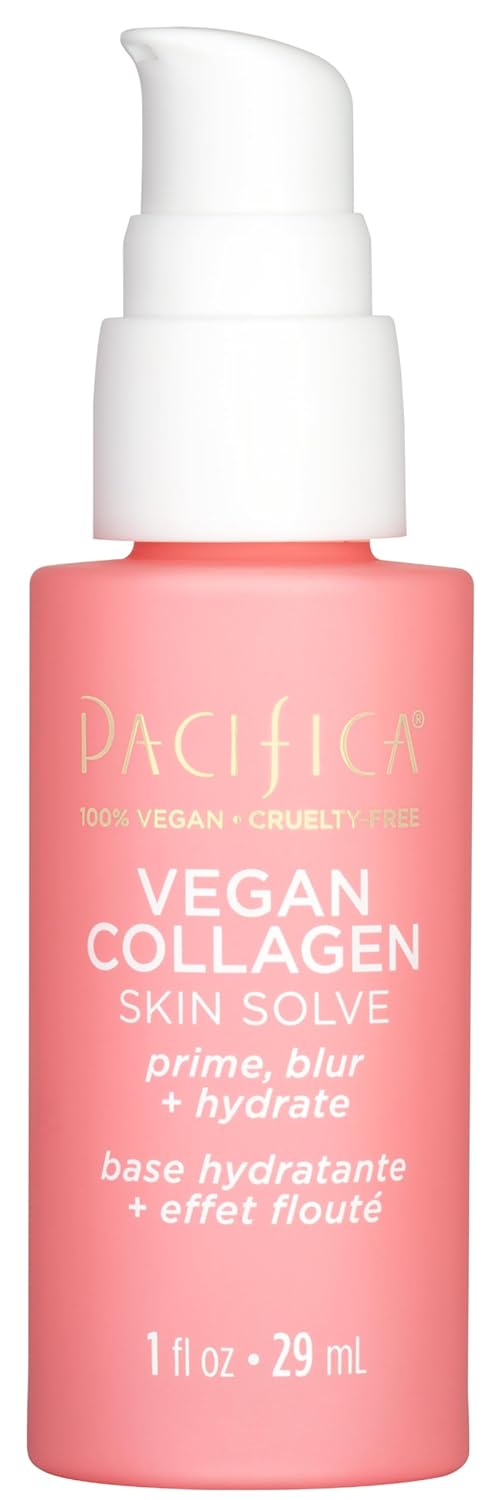 Pacifica Vegan Collagen Skin Solve Primer – 3-in-1 Face Primer that Primes, Blurs & Hydrates, Skincare-Infused Formula with Collagen Peptides, Hyaluronic Acid & Caffeine for Smooth Radiant Skin