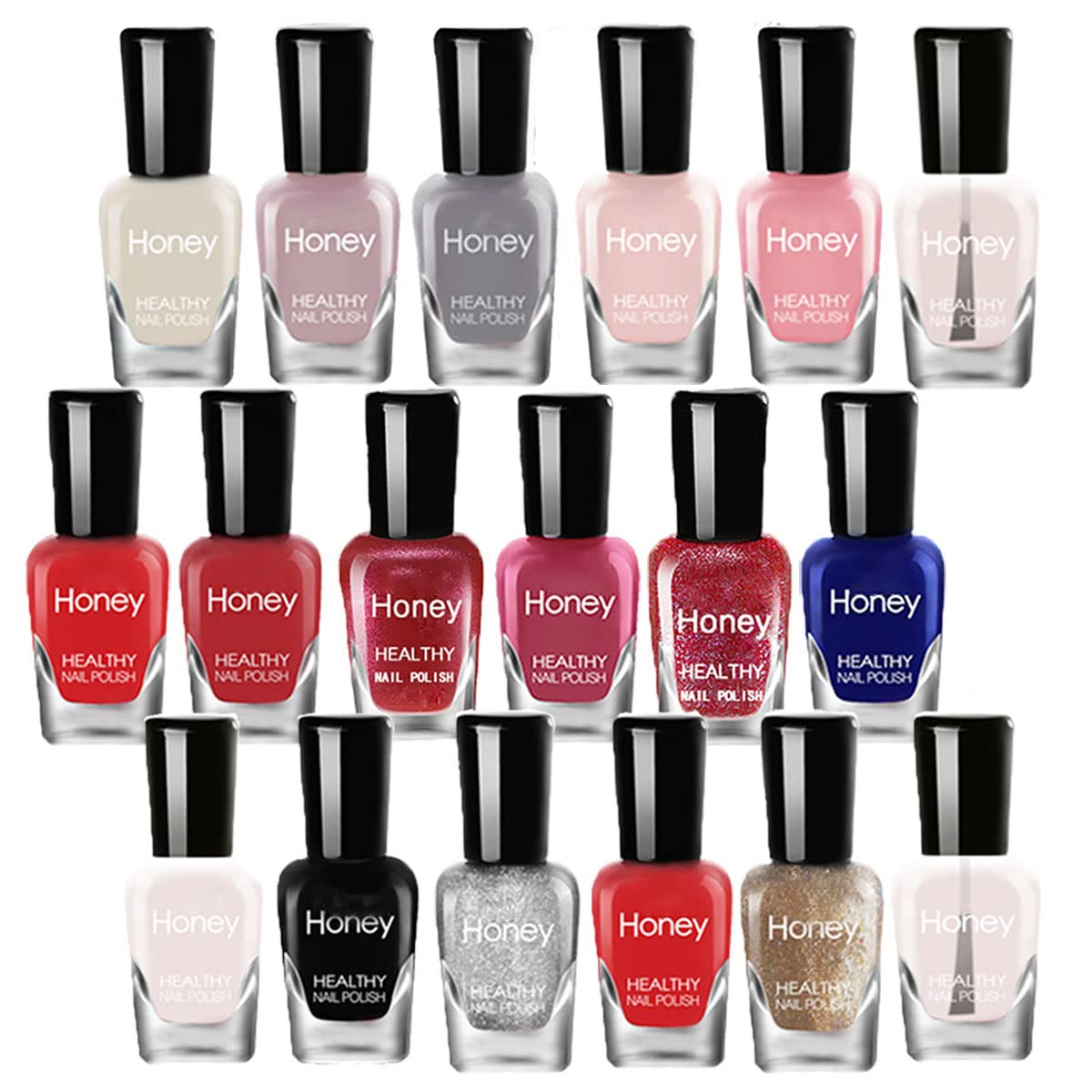 Non Toxic Nail Polish Set, Easy Peel Off and Fast Dry NailPolish Set for Pack, Eco Friendly and Organic Water Based Nail Polish for Women,Teens(18 Bottles)