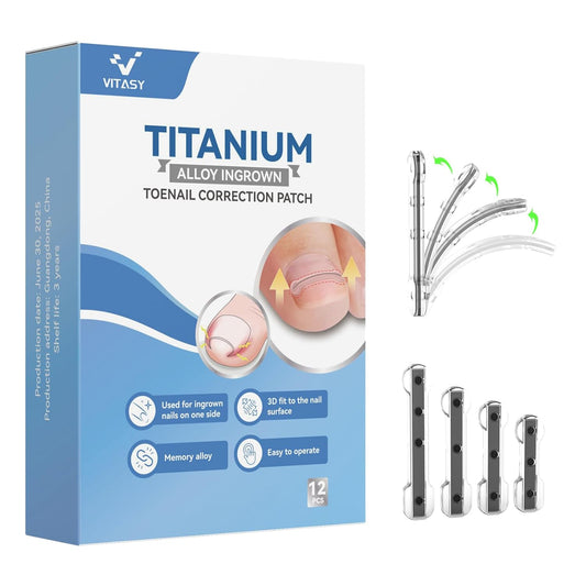 Ingrown Toenail Treatment Kit with 4 Multi-Sizes,Titanium Alloy Ingrown Nail Corrector Tools for Curved Toenail Corrector Quick Relief,Ingrown Toe Nail Relief Remover Strips for Home Use,12Pcs