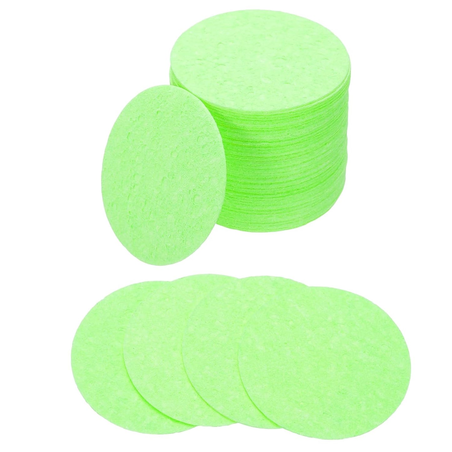 uxcell 50 Count Compressed Facial Sponges Round Face Cleansing Sponges Pads for Daily Skincare Routines at Home, Kitchen(Green)