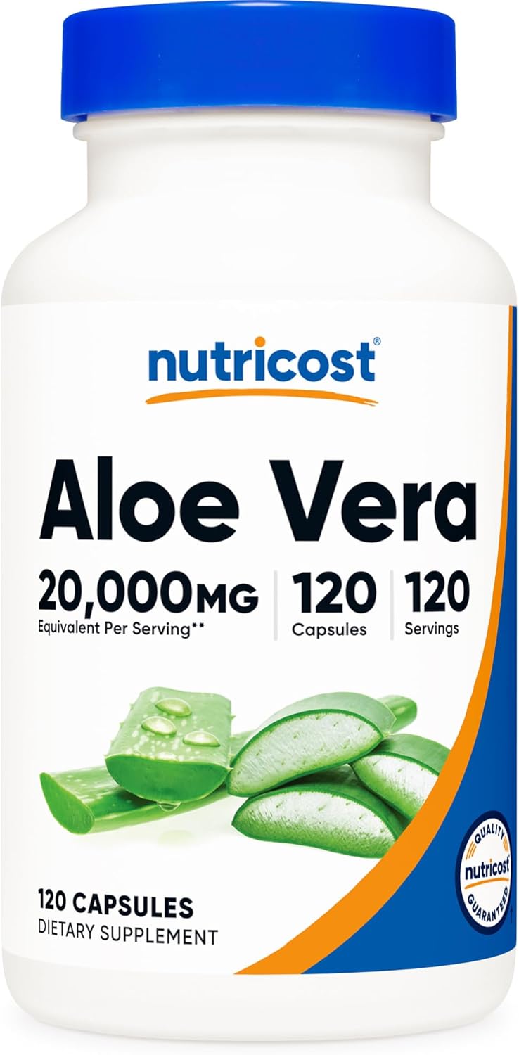 Nutricost Aloe Vera 20,000mg, 120 Capsules - Gluten Free, Non-GMO, Vegetarian Friendly (100mg of 200:1 Extract)
